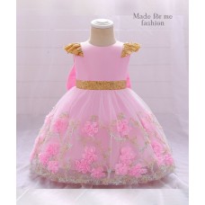 Glitter Sleeve Dress - Pink